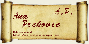 Ana Preković vizit kartica